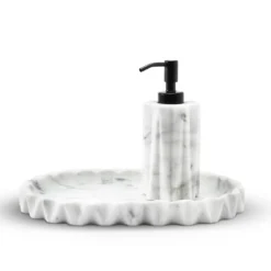 Svuotatasche ovale Fold in marmo Arabescato bianco