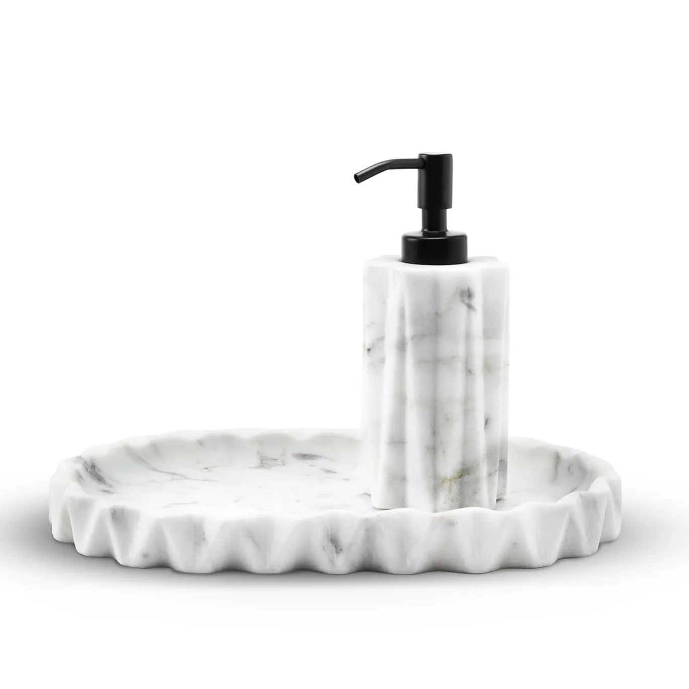 Svuotatasche ovale Fold in marmo Arabescato bianco