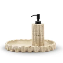 Svuotatasche ovale Fold in travertino beige