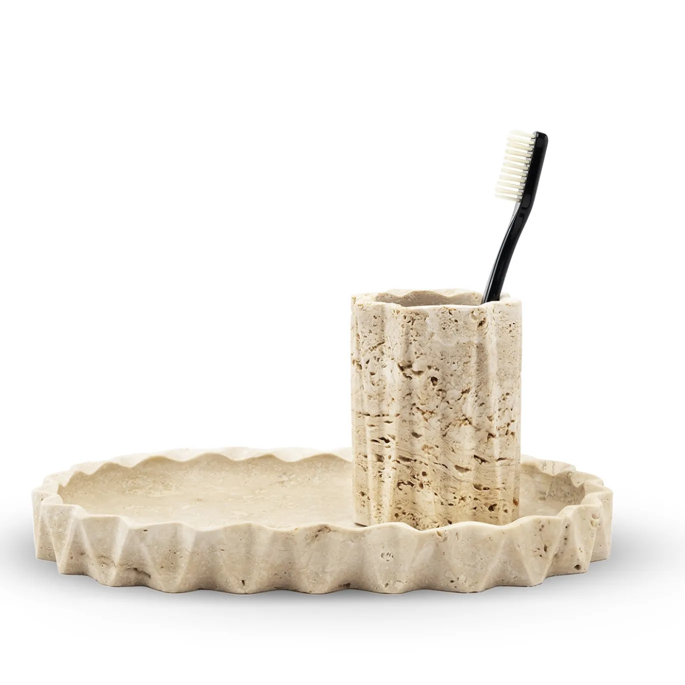 Svuotatasche ovale Fold in travertino beige