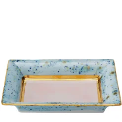 Svuotatasche rettangolare in porcellana blu e rosa