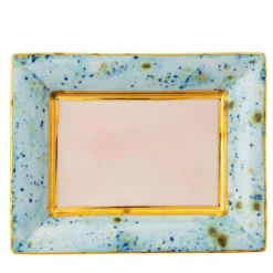 Svuotatasche rettangolare in porcellana blu e rosa