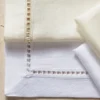 Table Linens Tovaglia in Lino Avorio con Inserto in Raso Entre-Deux
