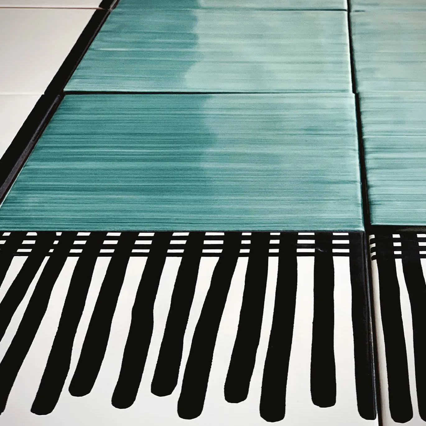 Tappeto Composizione in ceramica verde e gialla di Giuliano Andrea dell'Uva 300 x 180