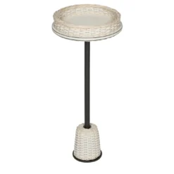Tavolino Matisse in pelle e rattan - Piccolo