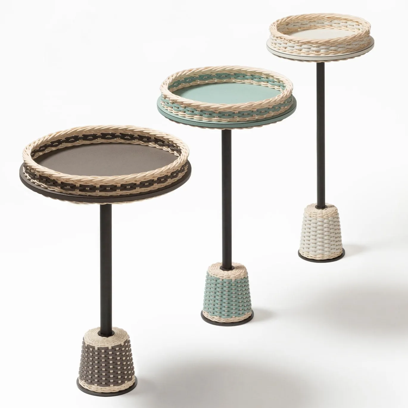 Tavolino Matisse in pelle e rattan - Piccolo