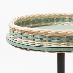 Tavolino Matisse in pelle e rattan - Medio