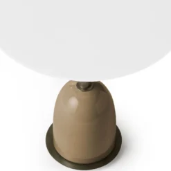 Tavolino Pins Rotondo Beige in Ceramica e Vetro