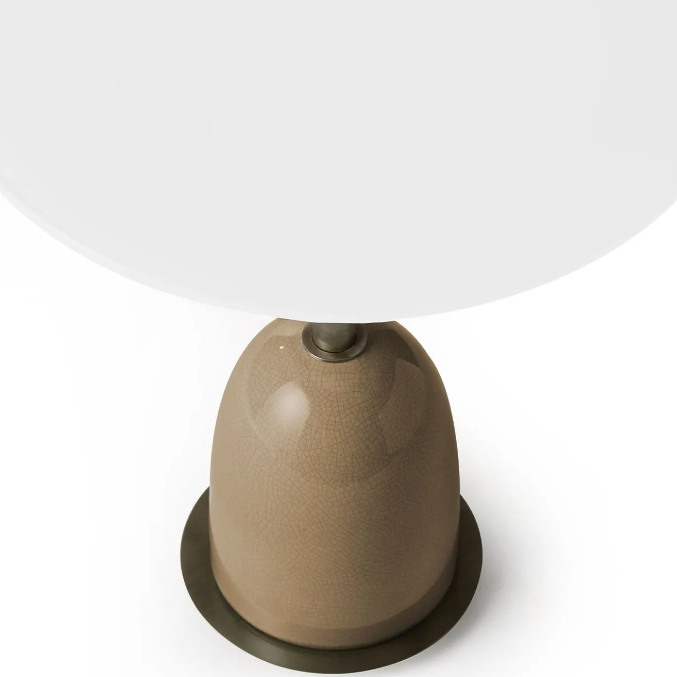 Tavolino Pins Rotondo Beige in Ceramica e Vetro