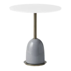 Tavolino Pins rotondo in ceramica e vetro grigio
