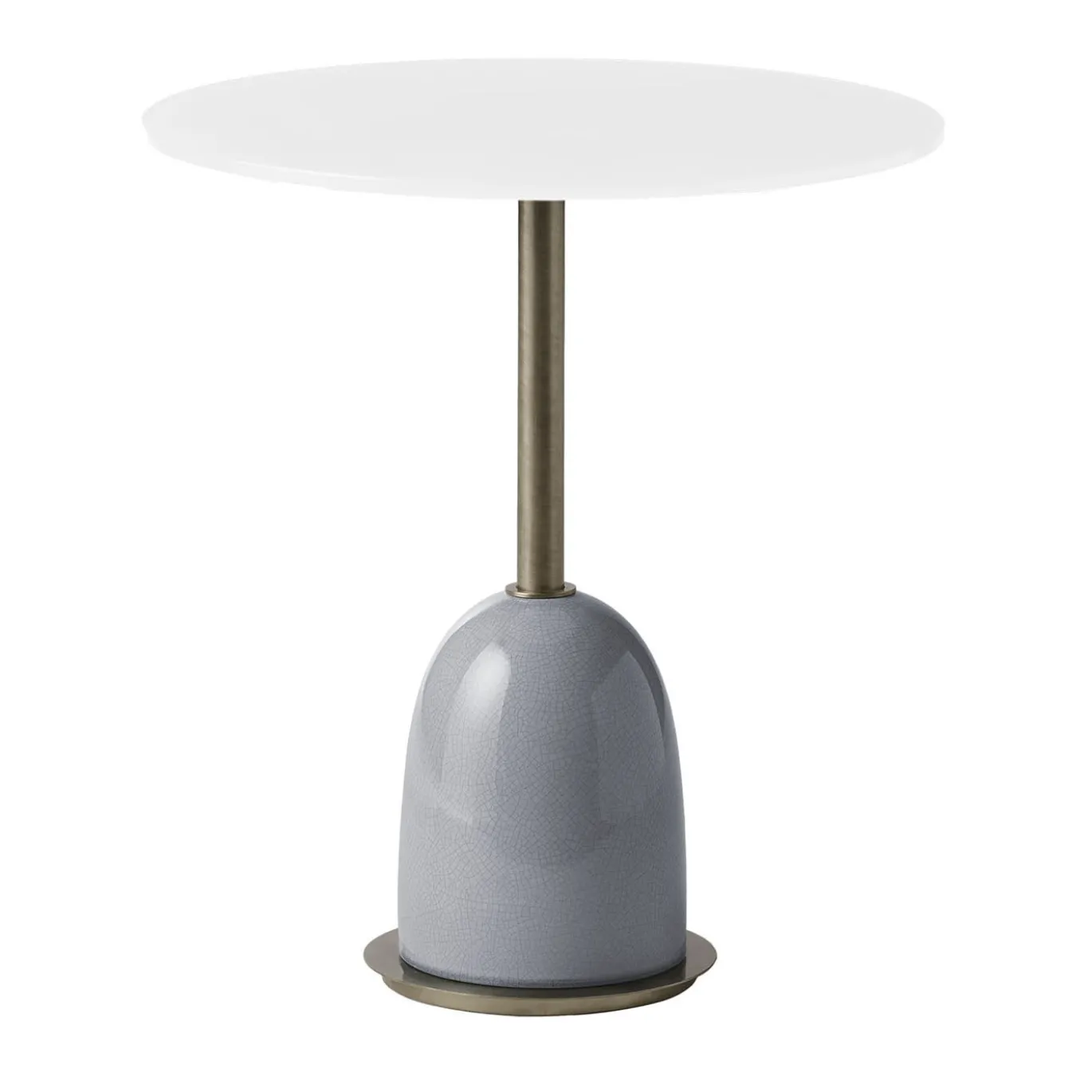 Tavolino Pins rotondo in ceramica e vetro grigio