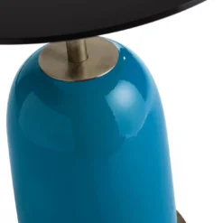 Tavolino Pins rotondo in ceramica e vetro nero retroverniciato