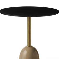 Tavolino Pins rotondo in ceramica e vetro nero
