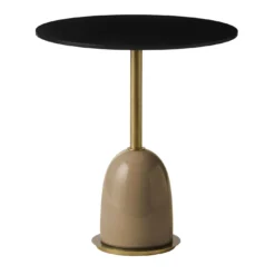 Tavolino Pins rotondo in ceramica e vetro nero