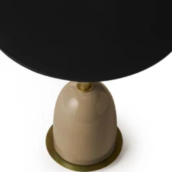 Tavolino Pins rotondo in ceramica e vetro nero