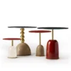 Tavolino Pins rotondo in ceramica e vetro rosso