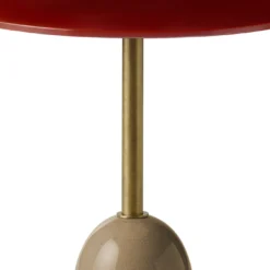Tavolino Pins rotondo in ceramica e vetro rosso