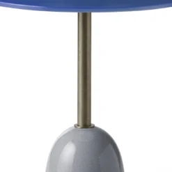 Tavolino Pins rotondo in ceramica e vetro blu