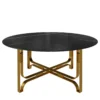 Tavolino rotondo Gregory con struttura in ottone e piano in marmo Sahara Noir