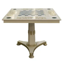 Tavolo a scacchiera in legno e ottone Royal