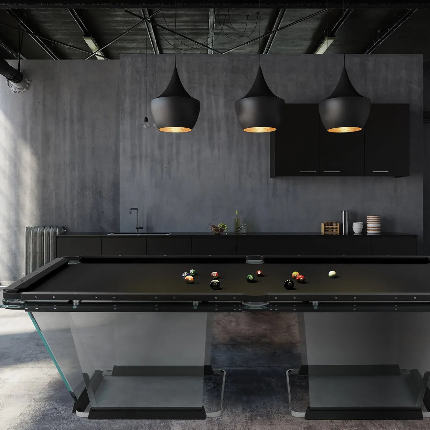 Tavolo da Biliardo T1.1 Nero in Cristallo - 8ft