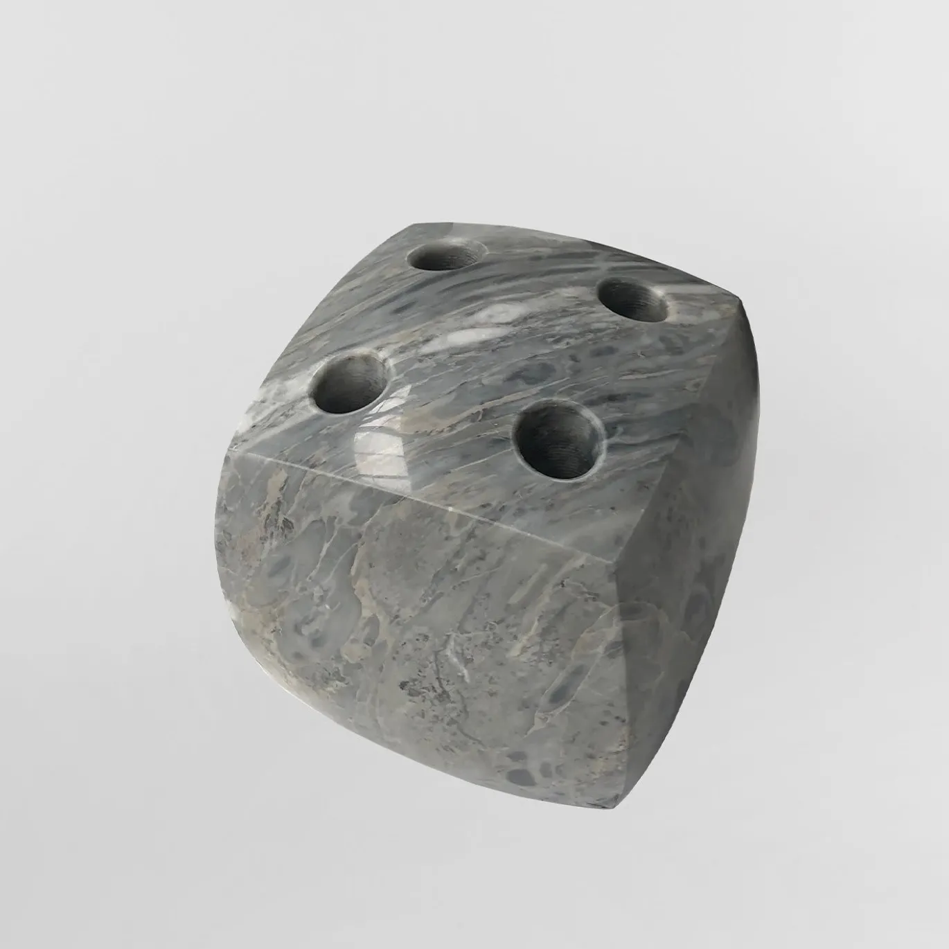 Tavolo da Gioco con Portastecche in Marmo Grigio di Adriano Design