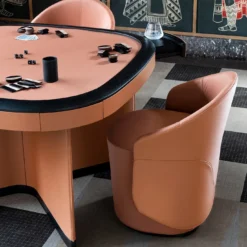 Tavolo da gioco Flamingo in legno di frassino e pelle
