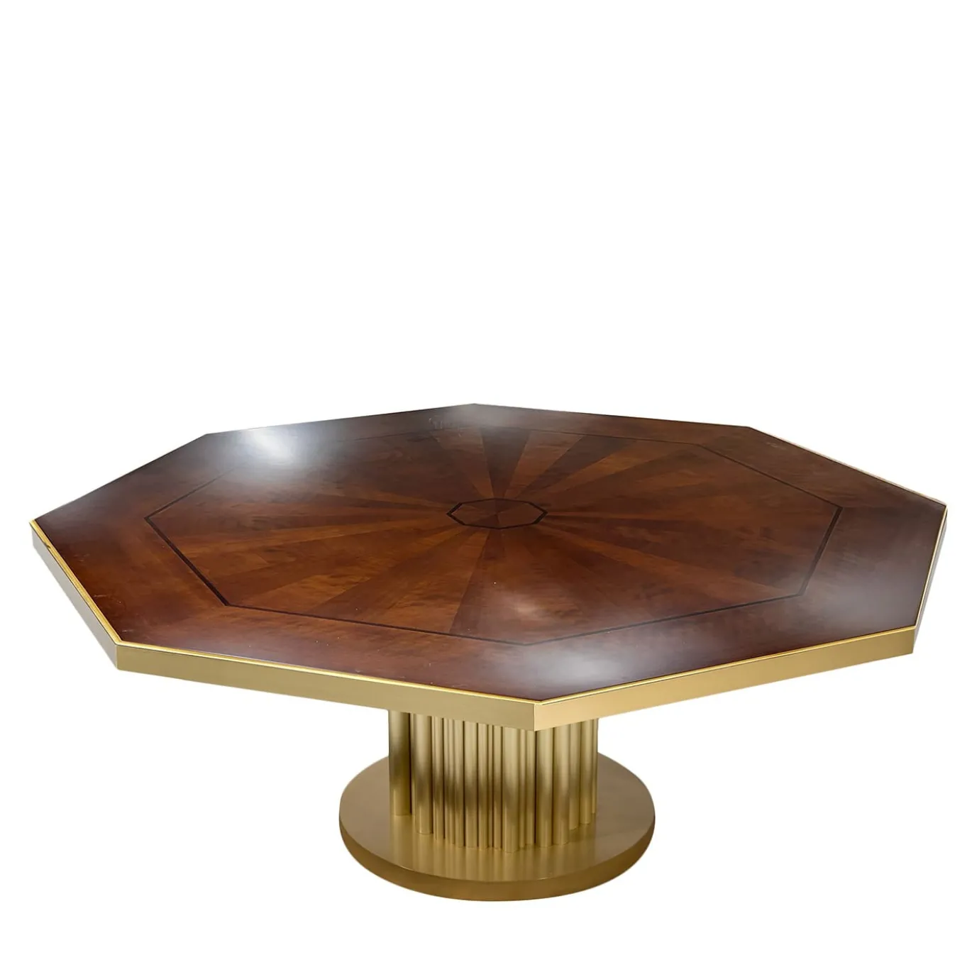 Tavolo da gioco ottagonale multifunzione in ottone e legno