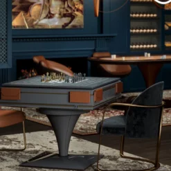 Tavolo da Mahjong Automatico Posh Deluxe in Pelle Beige