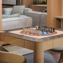 Tavolo multigioco Enigma in legno lucido Cipria e Canaletto