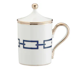 Tazza Catene Zaffiro con Coperchio in Porcellana Blu