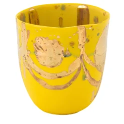 Tazza Unique in porcellana gialla e dorata