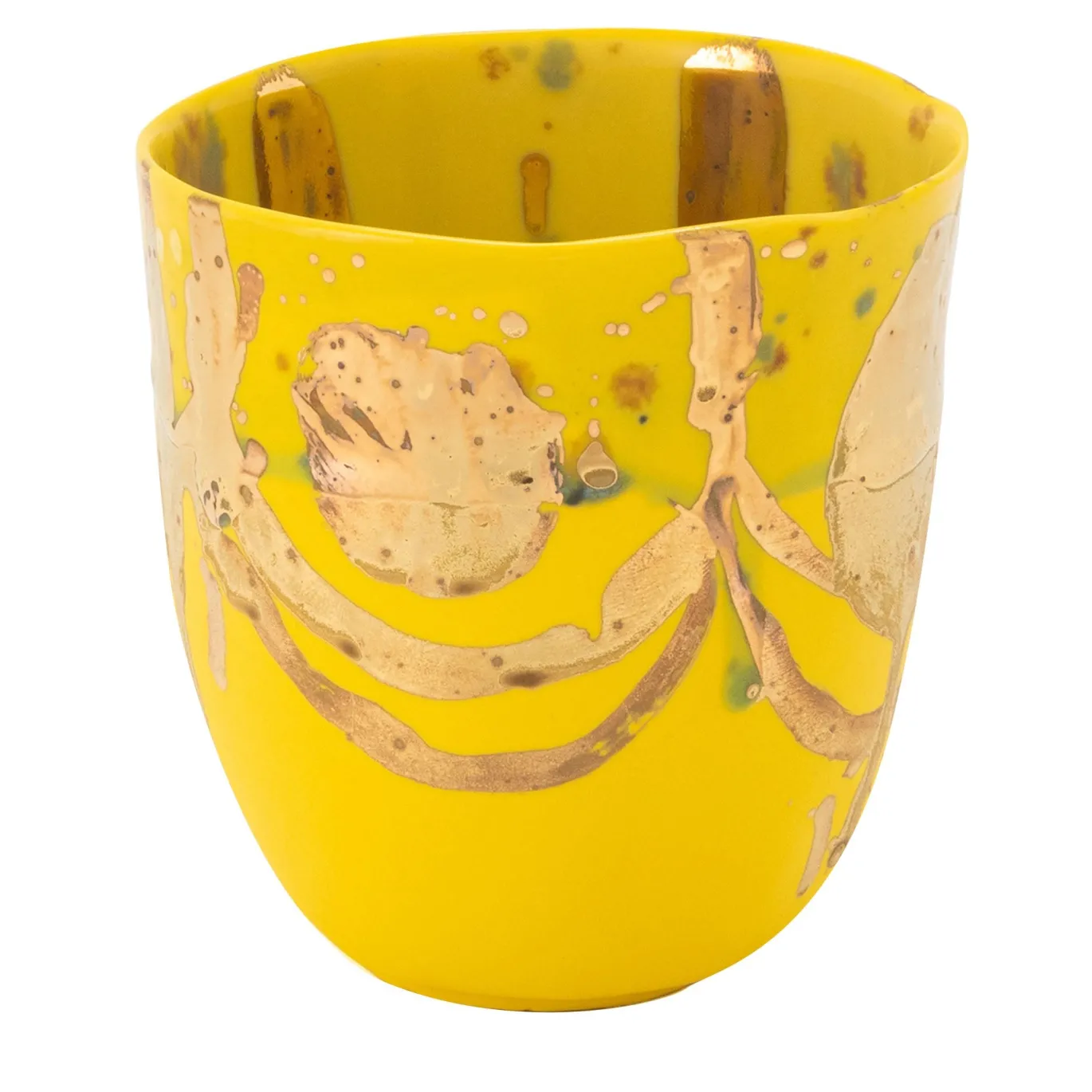 Tazza Unique in porcellana gialla e dorata