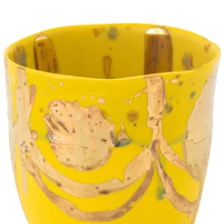Tazza Unique in porcellana gialla e dorata