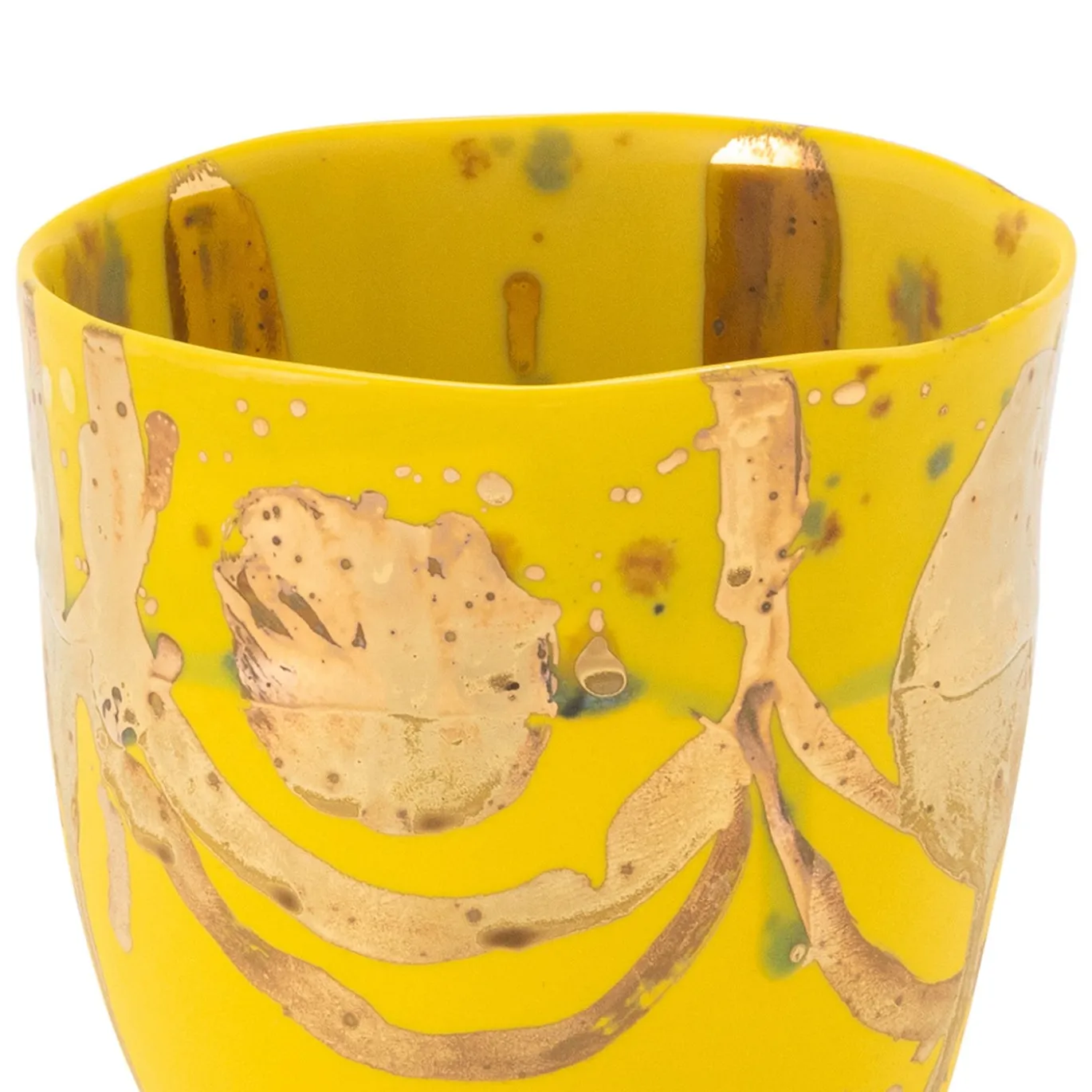 Tazza Unique in porcellana gialla e dorata