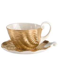 Tazzina Cappuccino con Piattino Isabella in Porcellana Dorata