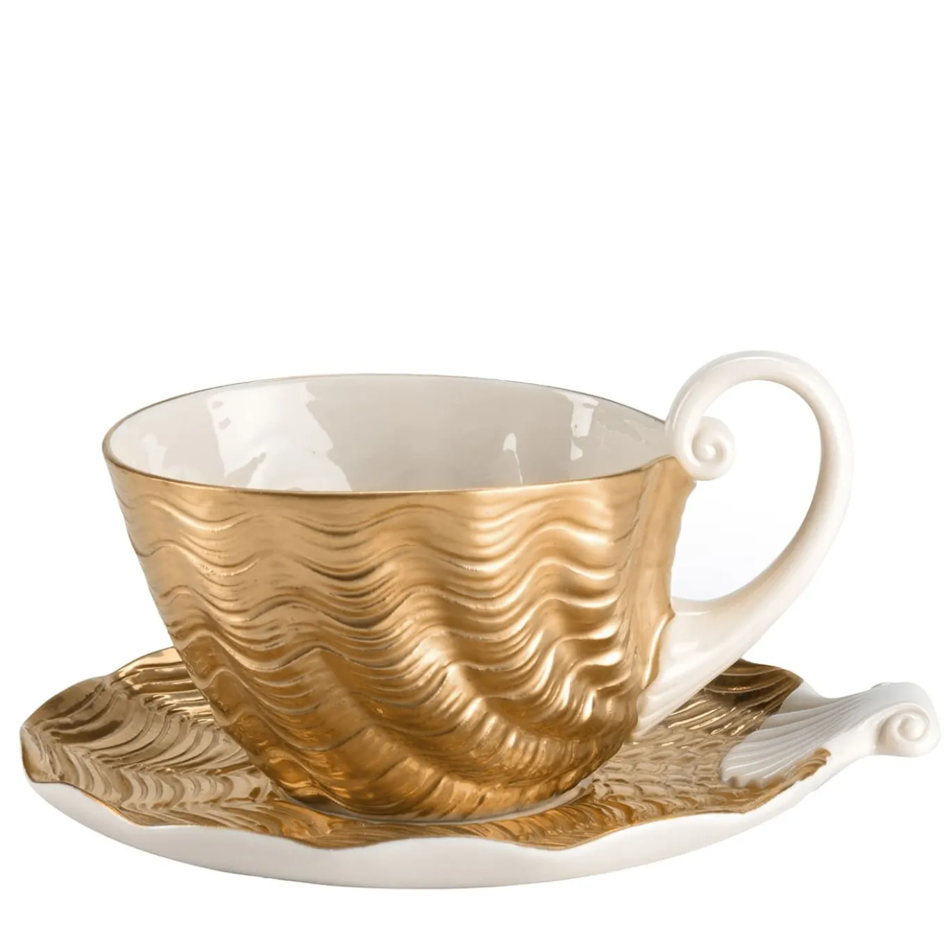 Tazzina Cappuccino con Piattino Isabella in Porcellana Dorata