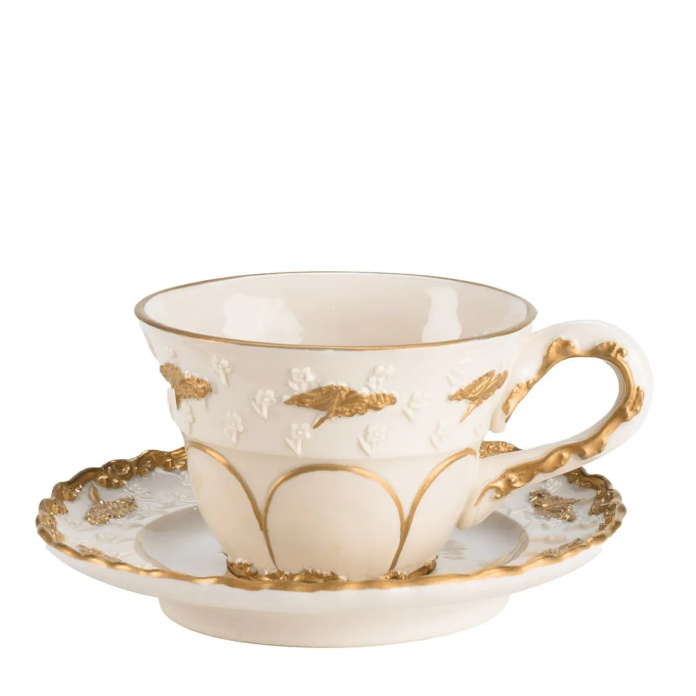 Tazzina per espresso con piattino Lucia White & Gold