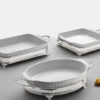 Teglia ovale con supporto d'argento a due maniglie