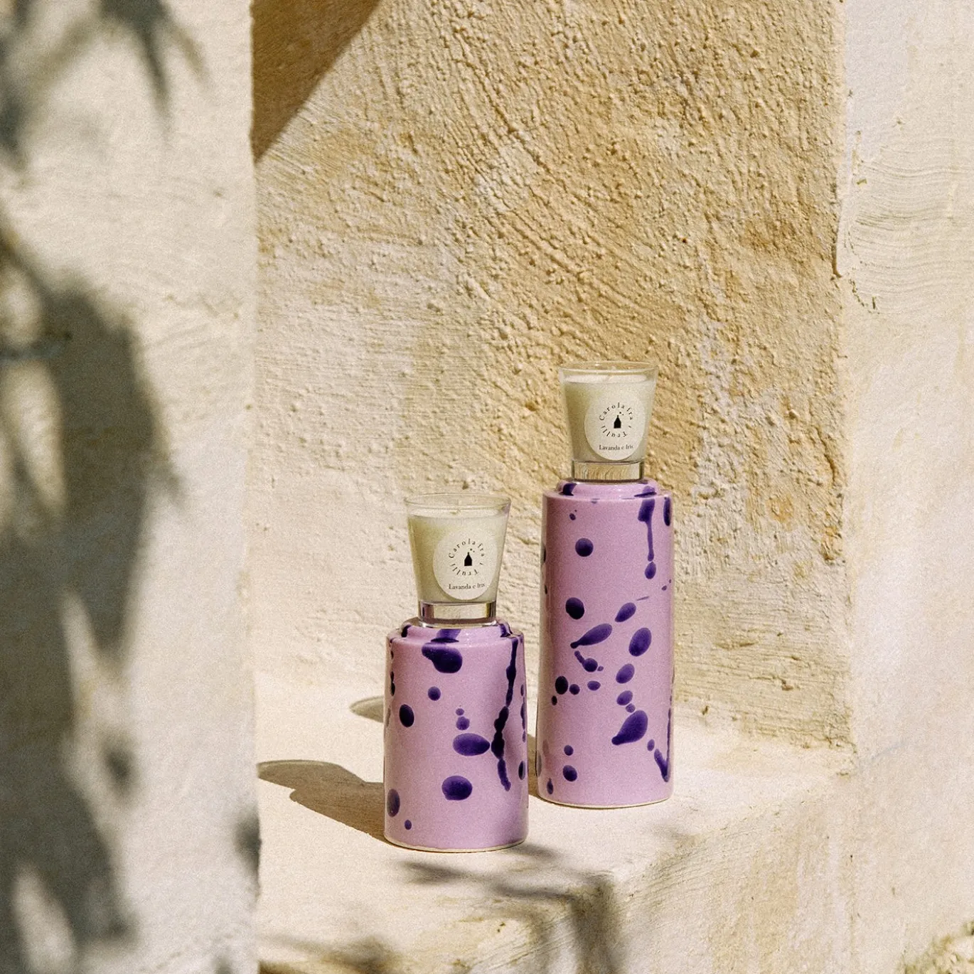 Totem Lilla e Viola con candela profumata Lavanda e Iris