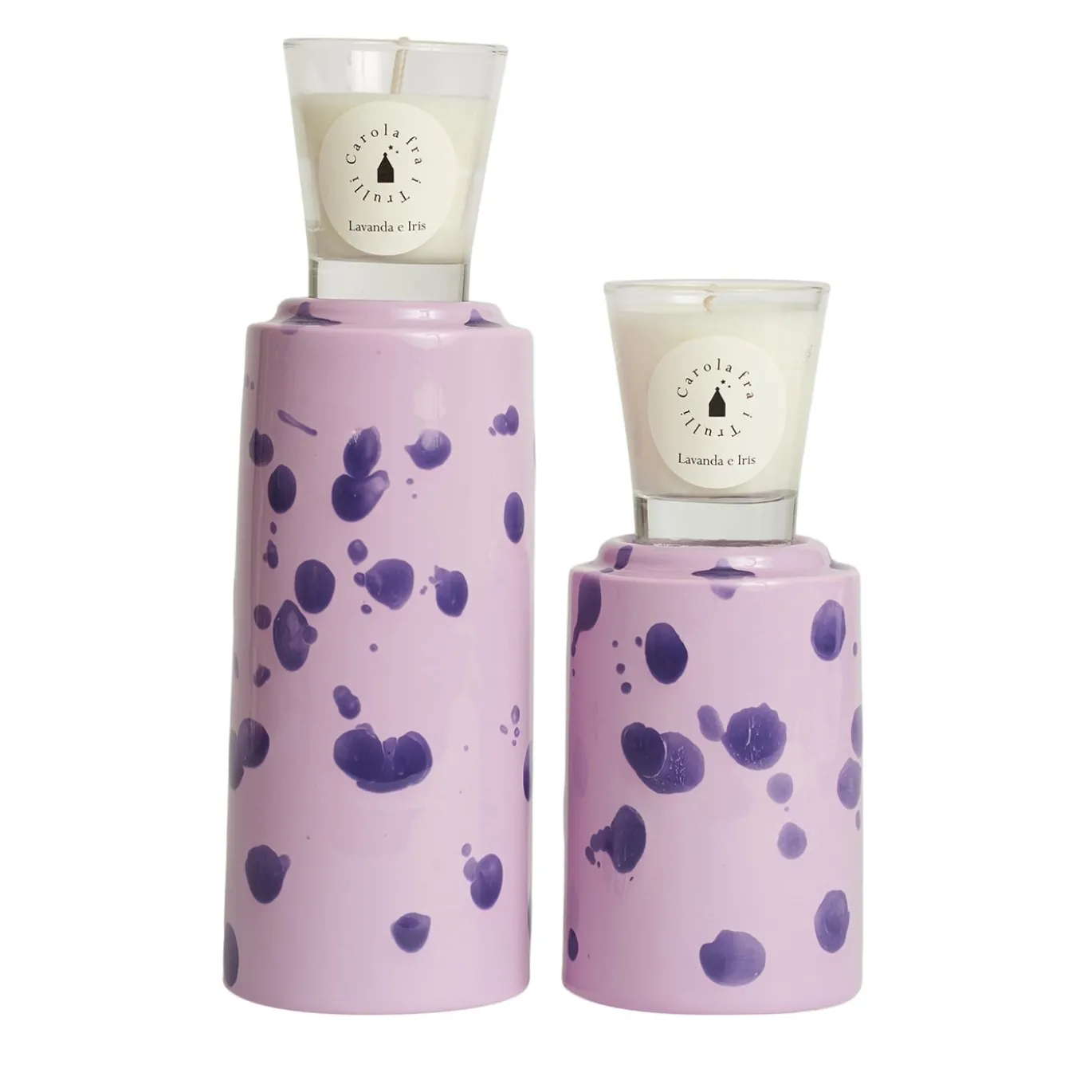 Totem Lilla e Viola con candela profumata Lavanda e Iris