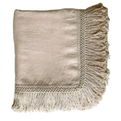 Tovaglia crema con frangia extra lunga