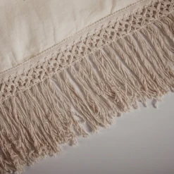 Tovaglia crema con frangia extra lunga