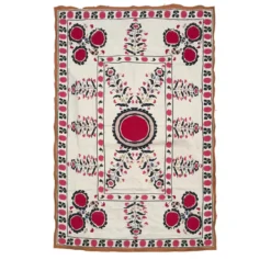 Tovaglia in cotone stampato fucsia Suzani
