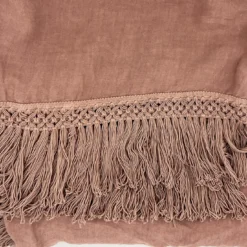 Tovaglia rosa vintage con frange extra lunghe