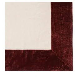 Tovaglia rossa in lino naturale con bordo in velluto