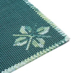 Tovaglietta Ibisco in Paglia Verde Ricamata in Rafia