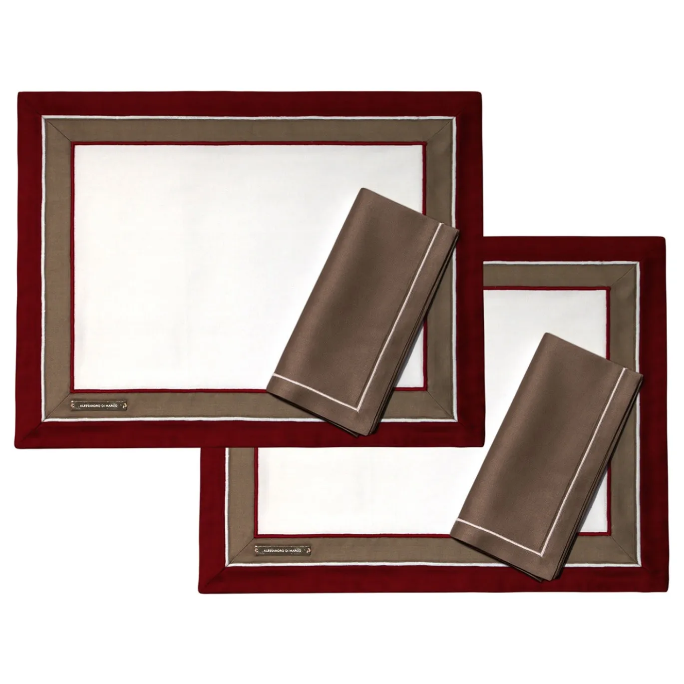 Tovagliette e tovaglioli - Rosso, beige e bianco
