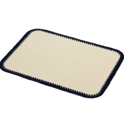 Tovagliette Rochelle in pelle e uncinetto rettangolari - Bianco e blu