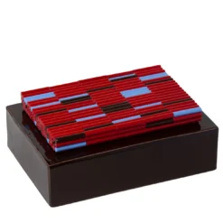 Triadi e Rivolti Scatola di Ceramica Marrone con Coperchio in Mosaic Rosso